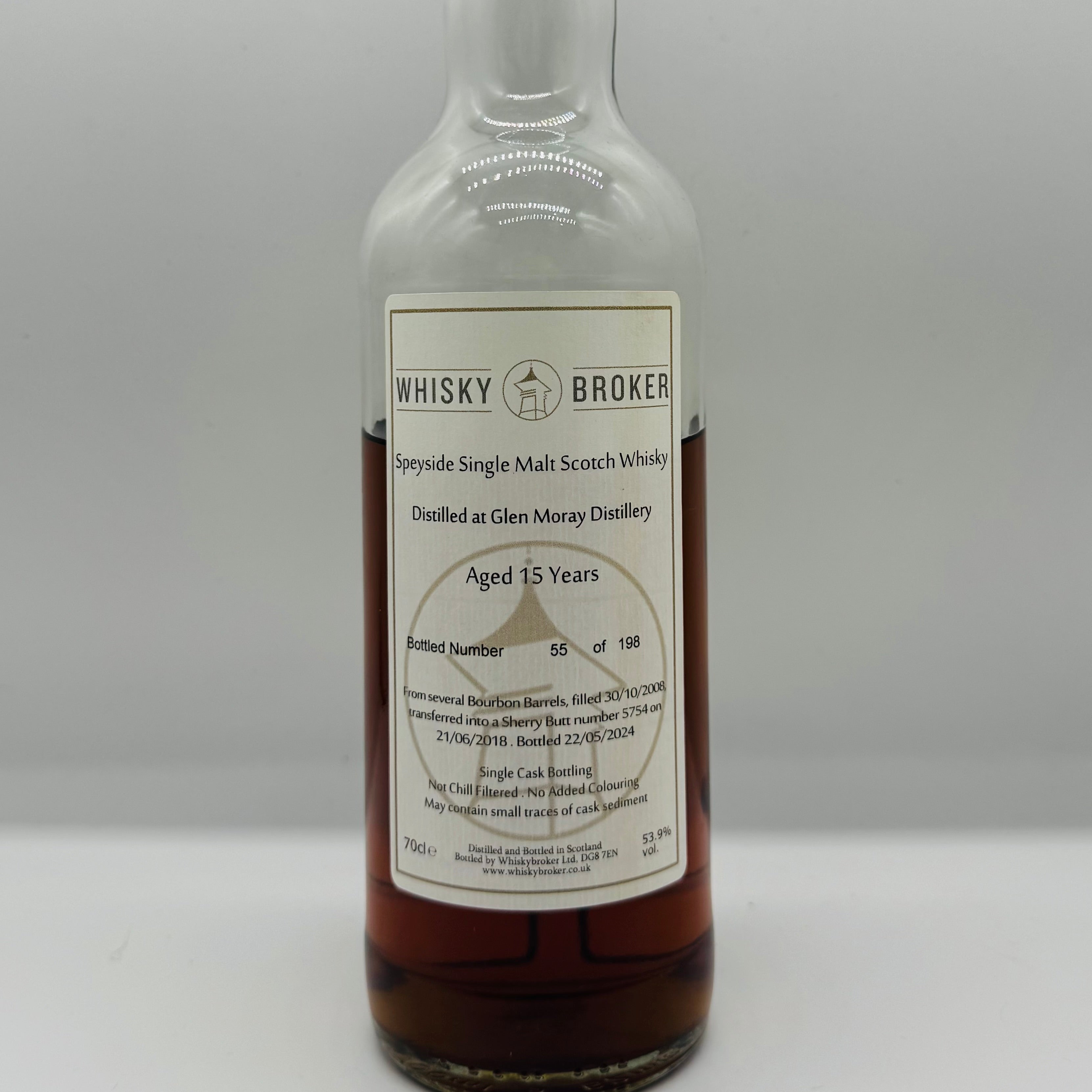 Glen Moray 15y 2008 Sherry Cask Whisky Broker (30ml,53.9%)