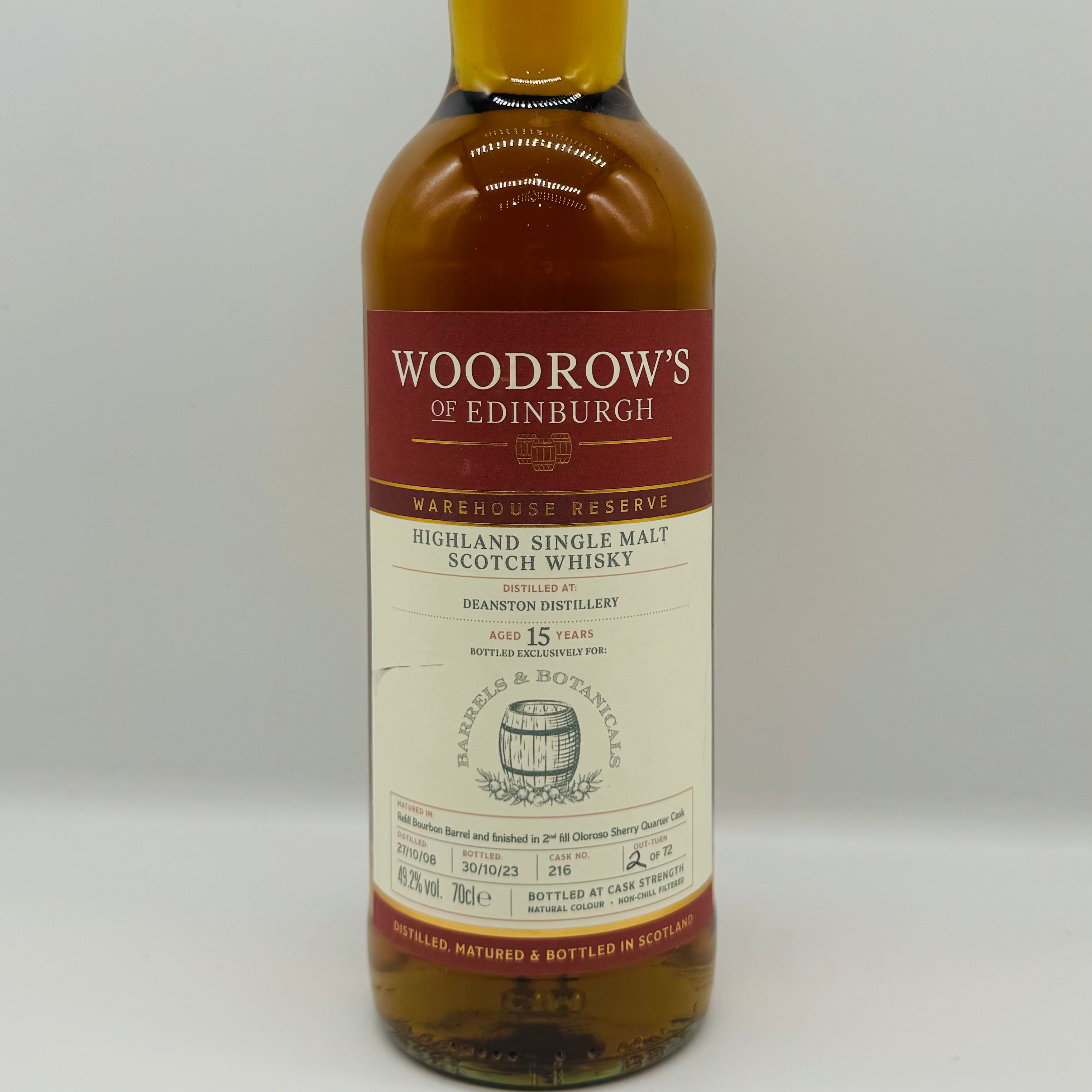 Deanston 15y  Oloroso finish Woodrow's of Edinburgh (30ml,49.2%)