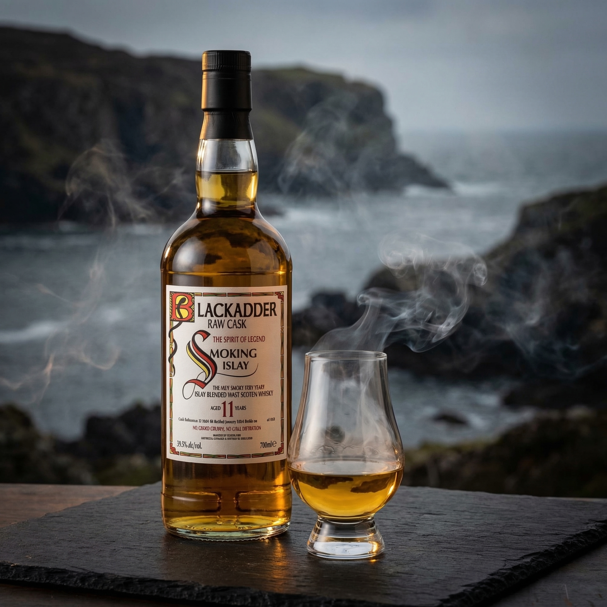 Blackadder Smoking Islay 11 year old peated Scotch whisky bottle