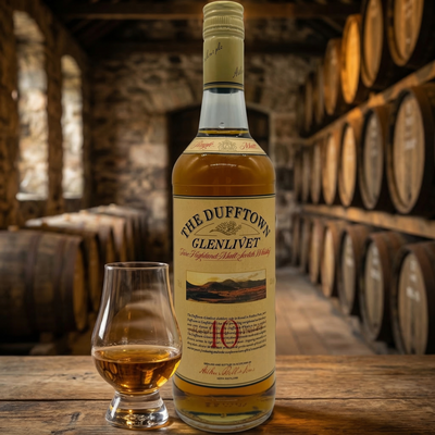 Dufftown 10 year old Speyside whisky bottled 1980s with tasting dram