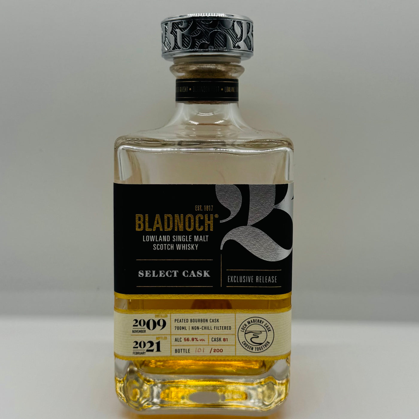 Bladnoch 11y 2009 peated bourbon cask Loch Maberry Cask (30ml,56.8%)