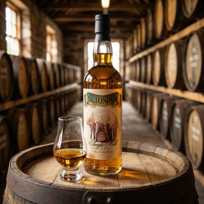 Miltonduff 15 year old Allied Distillers Speyside whisky bottle with dram sample