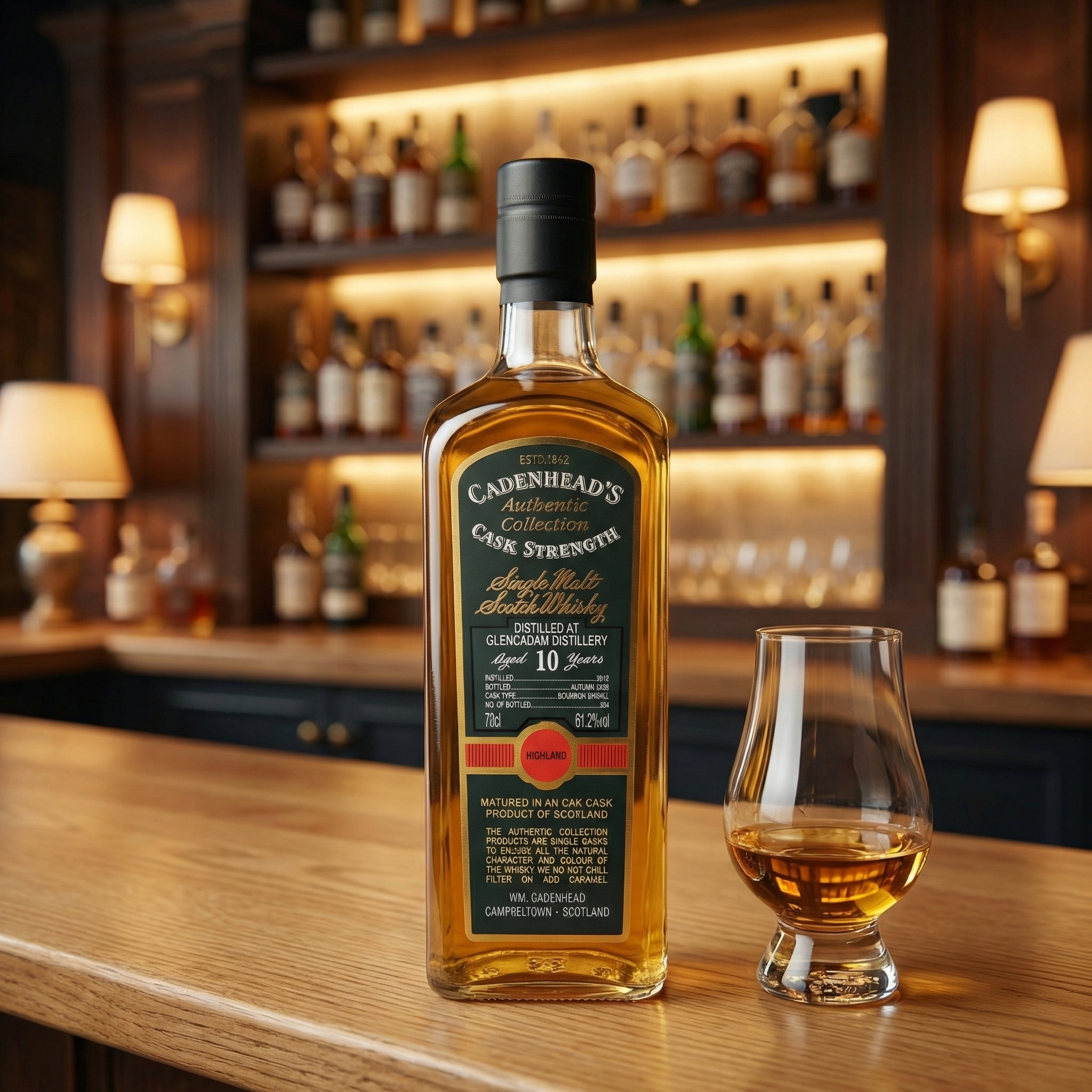 Glencadam 10y Bourbon Cadenhead's (30ml,61.2%)