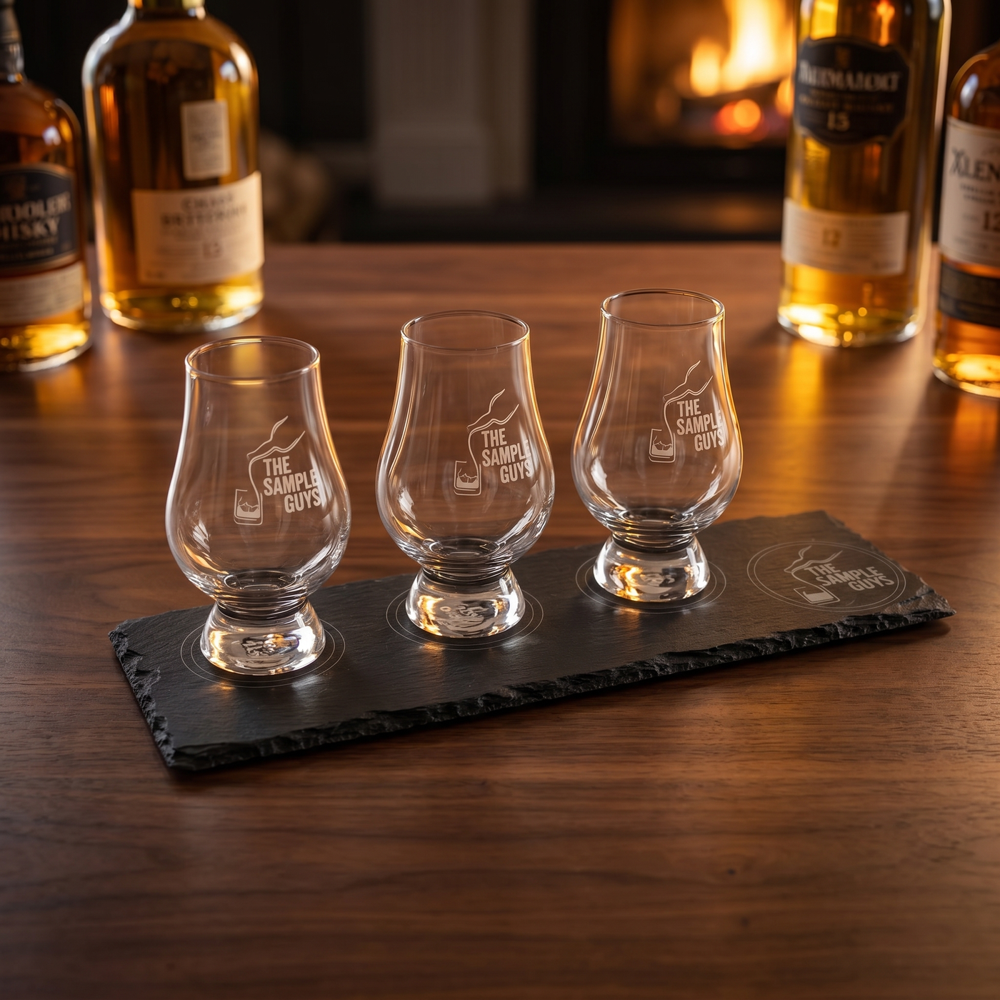 Branded Slate Flight Tray (WITH 3x GLASSES)