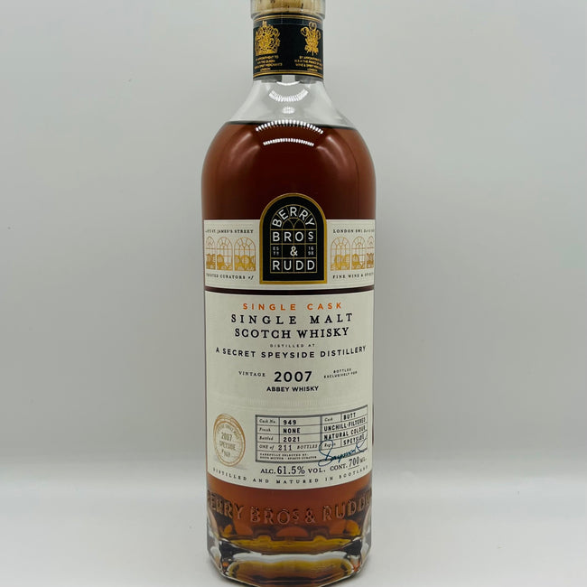 Berry Bros Secret Speyside 2007 Abbey Whisky (30ml,61.5%)