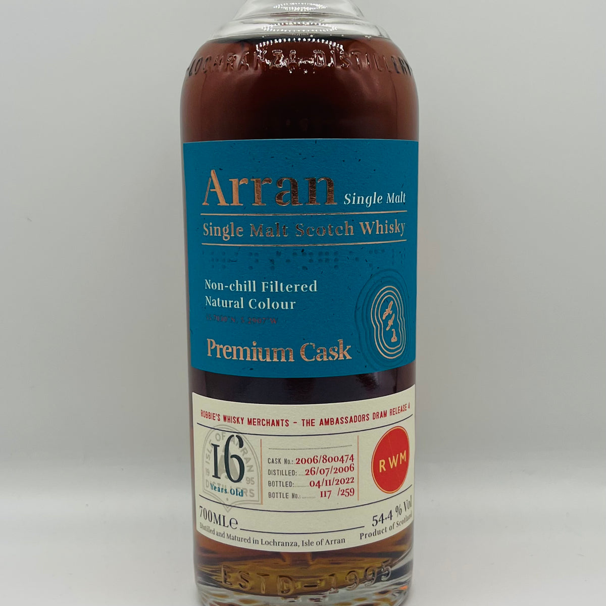 Arran 16y Oloroso Robbies Whisky Merchants (30ml,54.4%)