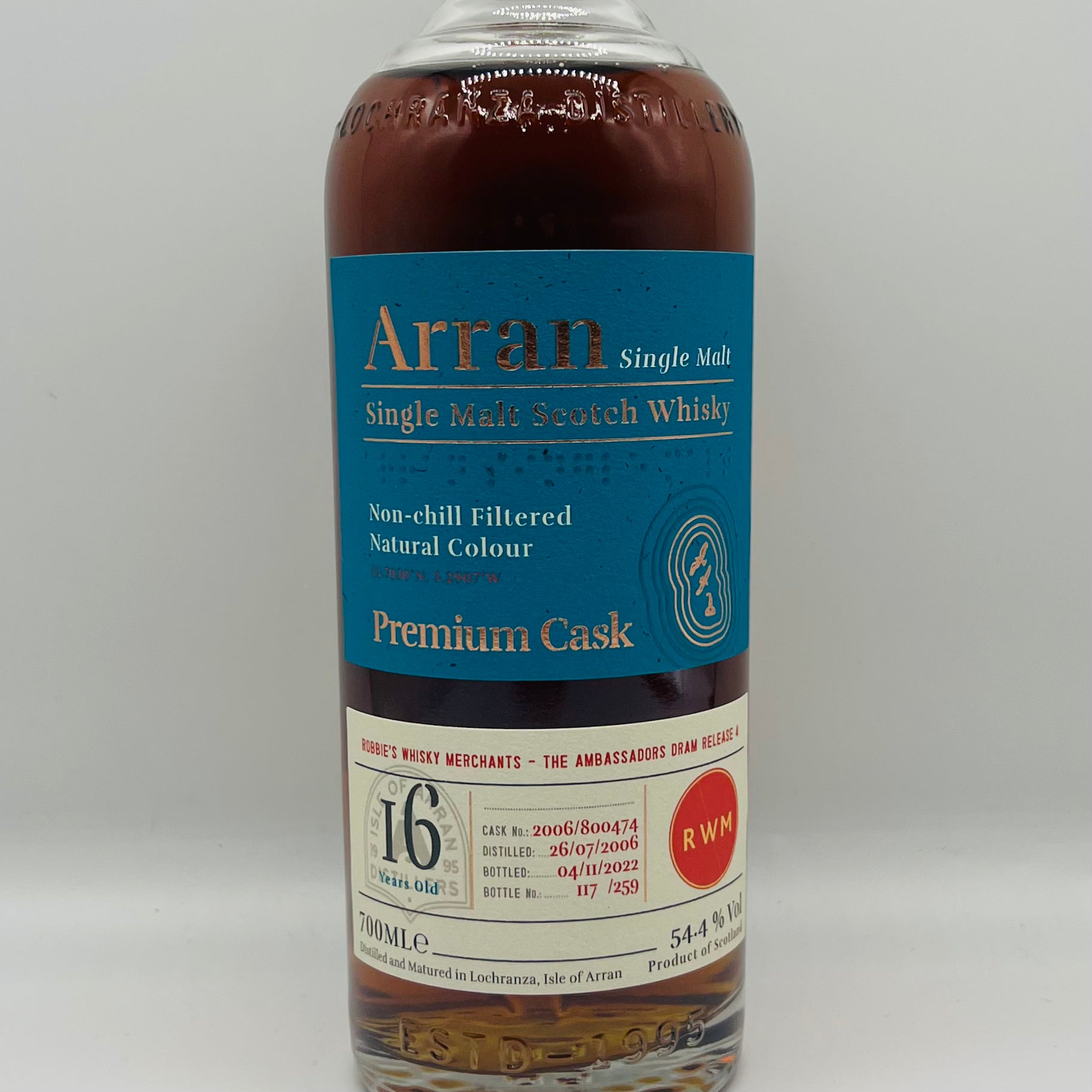 Arran 16y Oloroso Robbies Whisky Merchants (30ml,54.4%)